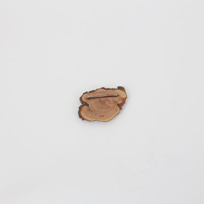 80's wood brooch