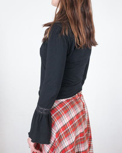 blouse w/ crocket v neck, S