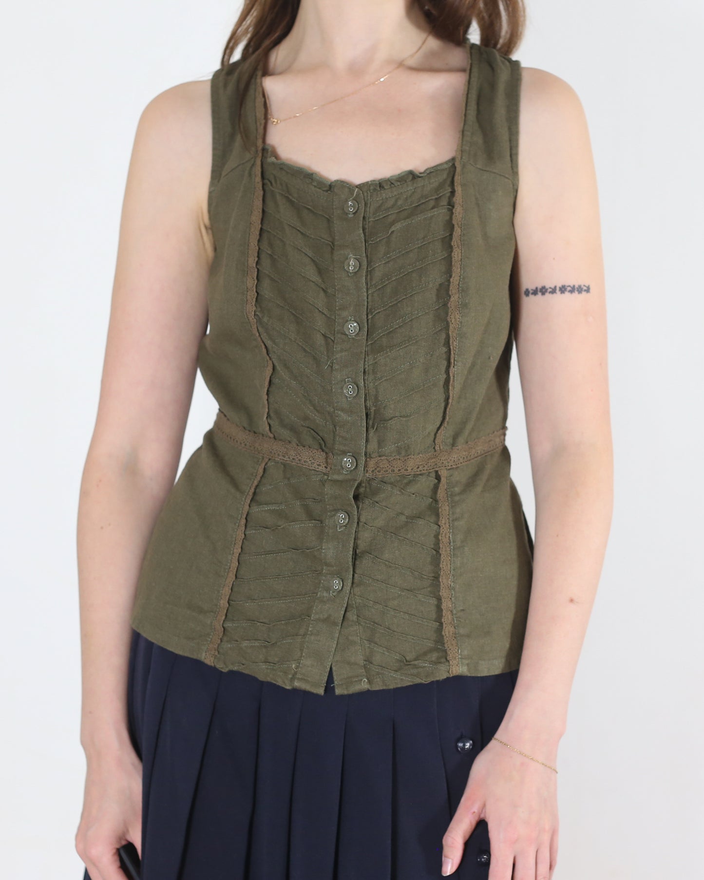 olive green blouse, M