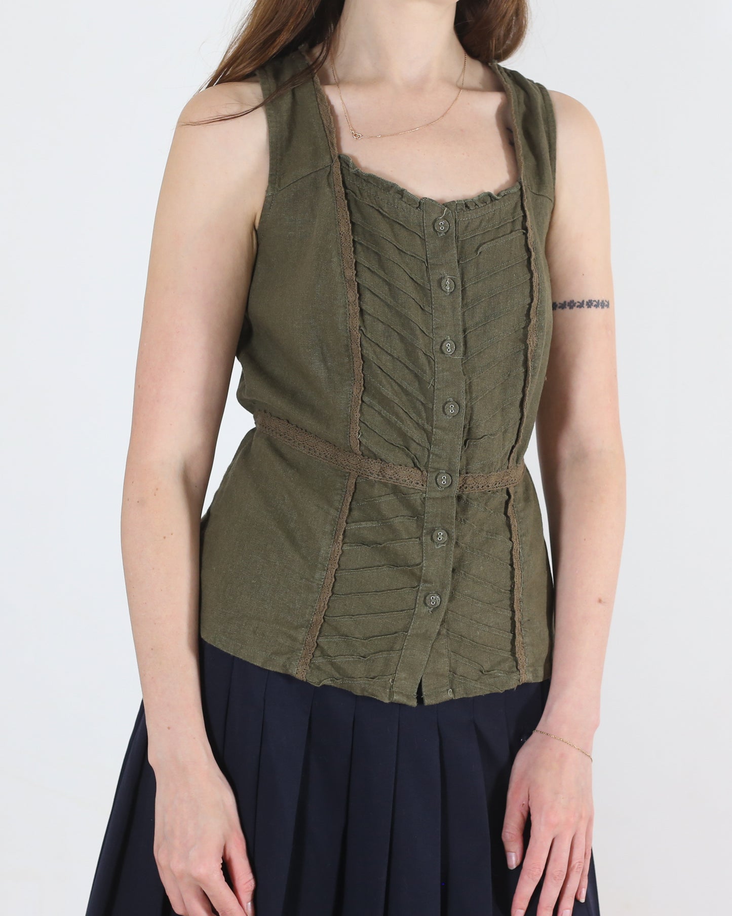 olive green blouse, M