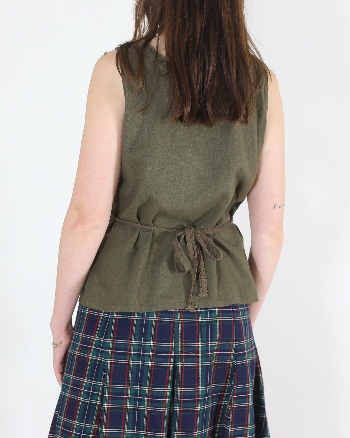 olive green blouse, M