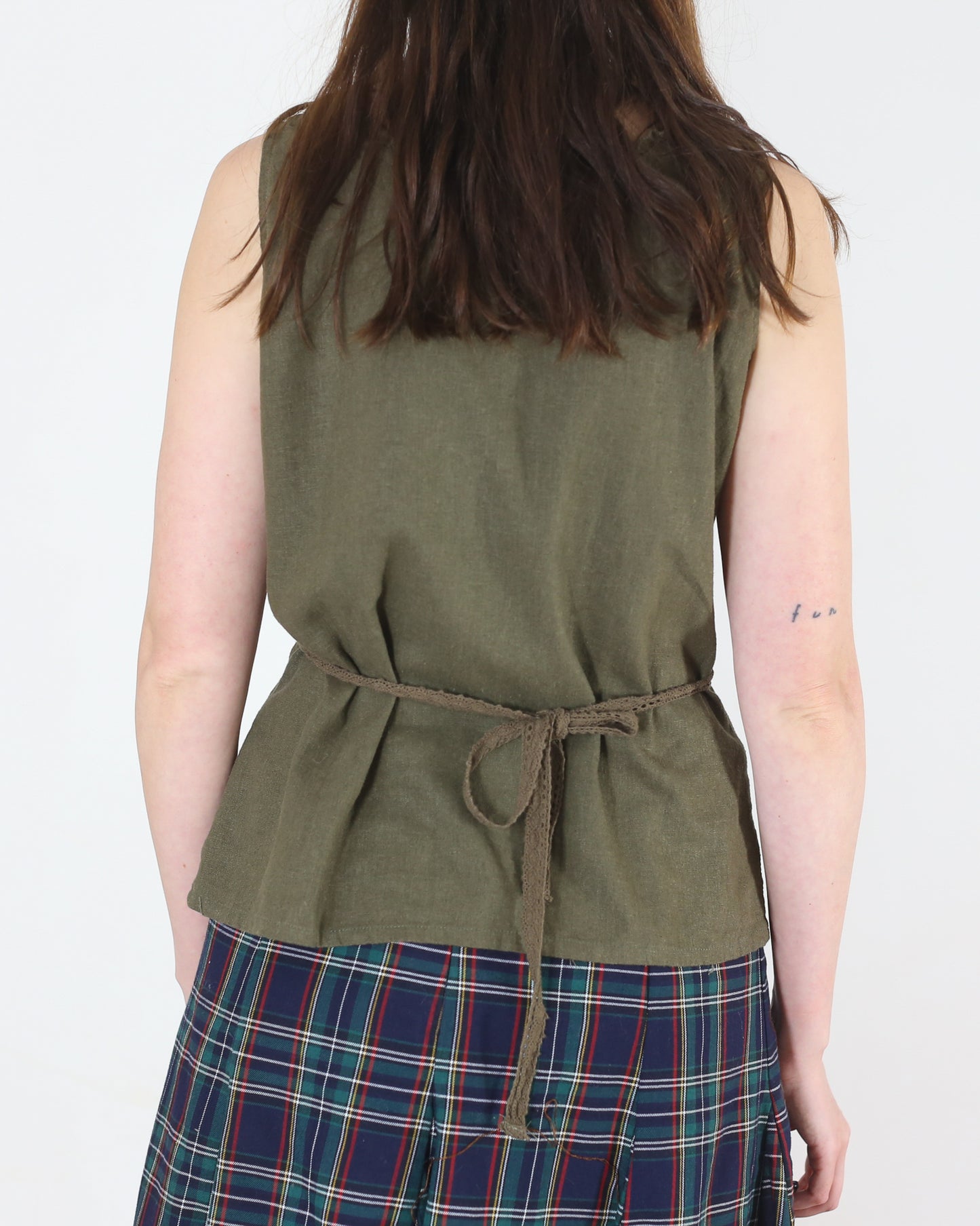 olive green blouse, M