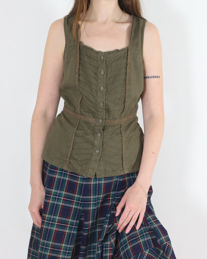 olive green blouse, M