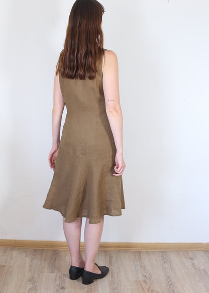 brown linen dress, M