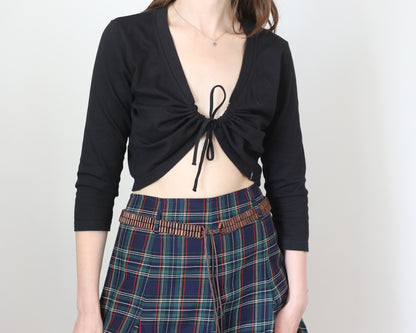 cropped front tie up blouse