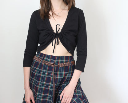 cropped front tie up blouse