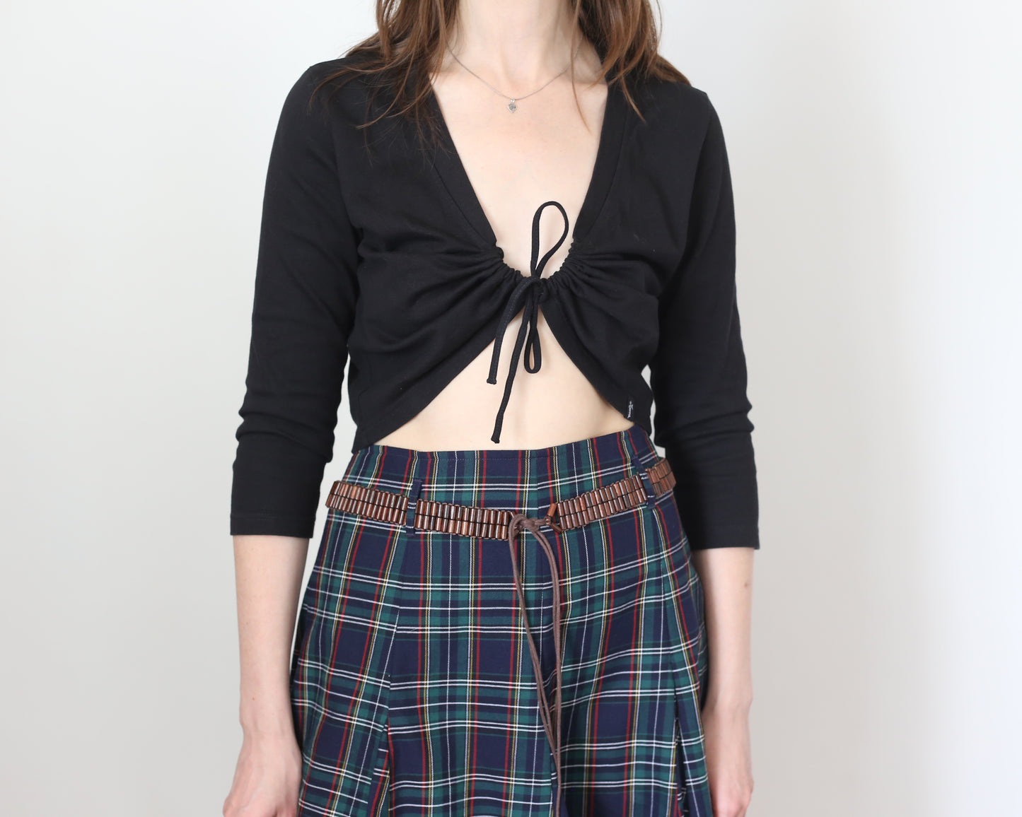 cropped front tie up blouse