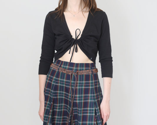 cropped front tie up blouse