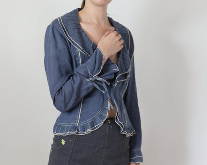blue linen blazer