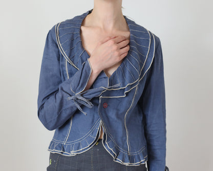 blue linen blazer