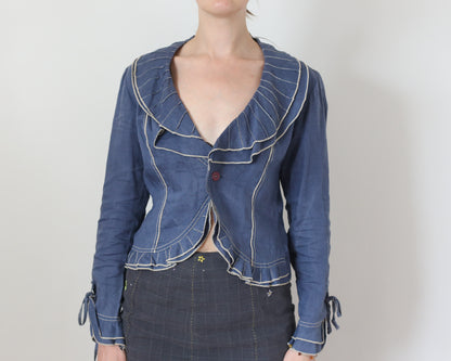 blue linen blazer