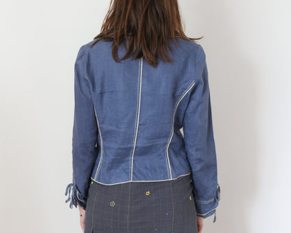 blue linen blazer