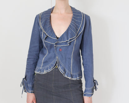 blue linen blazer