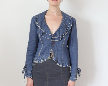 blue linen blazer