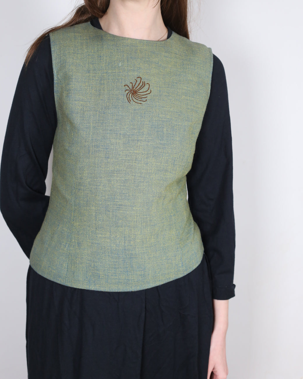 dusty green top, S-M