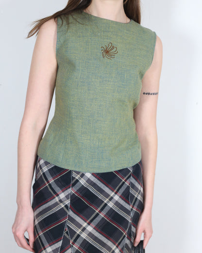 dusty green top, S-M